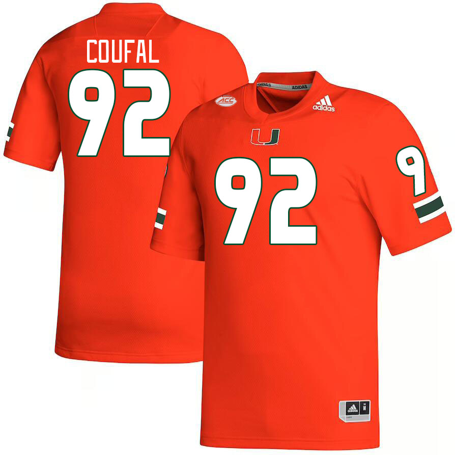 Men #92 Samuel Coufal Miami Hurricanes College Football Jerseys Stitched-Orange